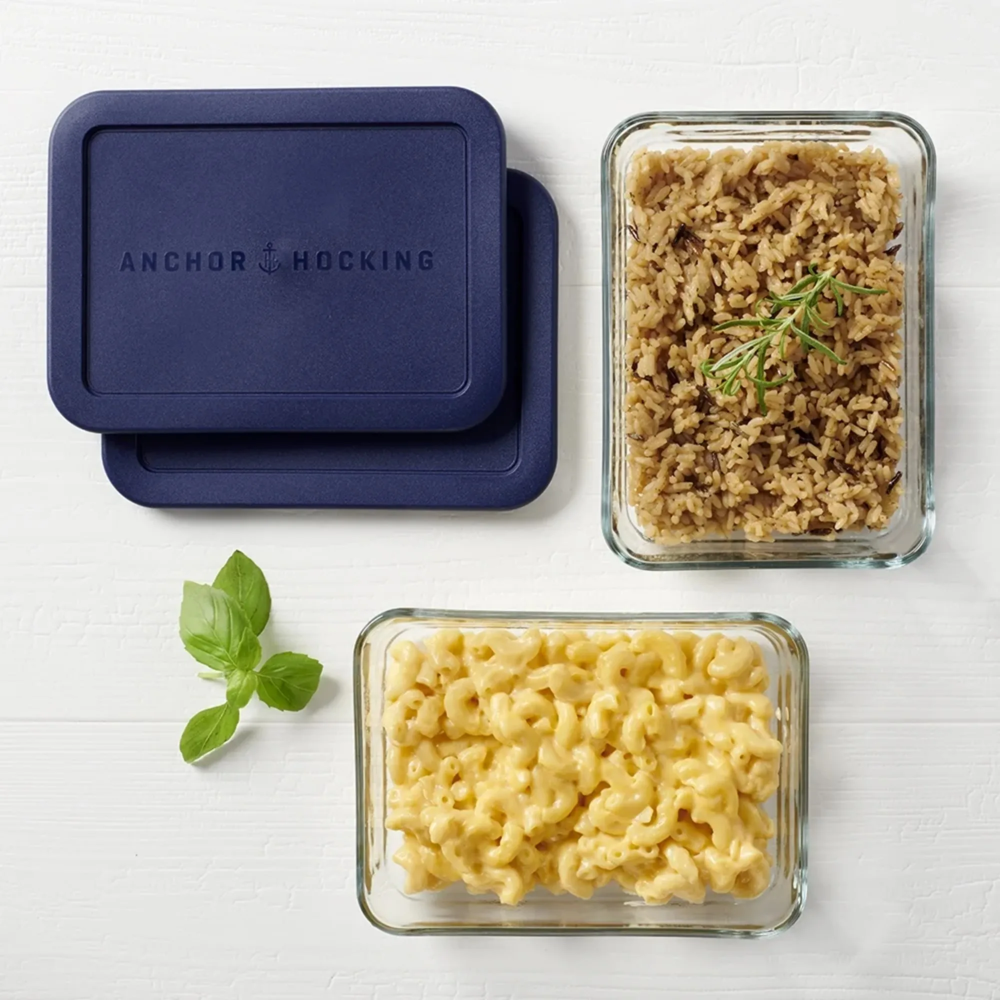 (2個パック) 蓋付きガラス食品保存容器、3カップ長方形、2個セット