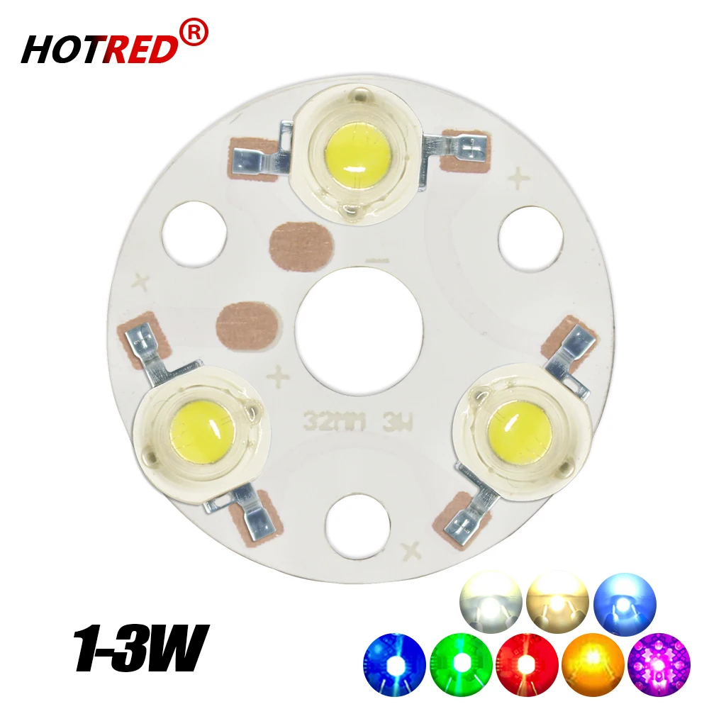 10 pz 3W 3x1w 3 x3w9w LED Chip rotondo piastra di Base in alluminio dissipatore di calore installare 1W diodi spettro completo caldo freddo bianco