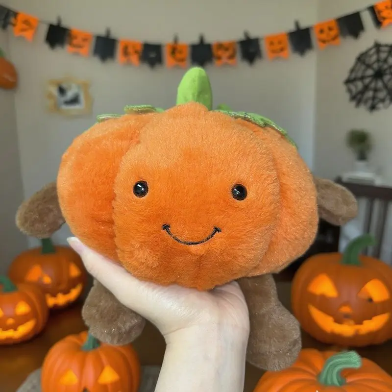 Jouets citrouille en peluche 20x25cm, fruits Orange Kawaii, jouets de dessin animé en peluche pour garçons et filles, cadeaux de noël, d'anniversaire et d'halloween