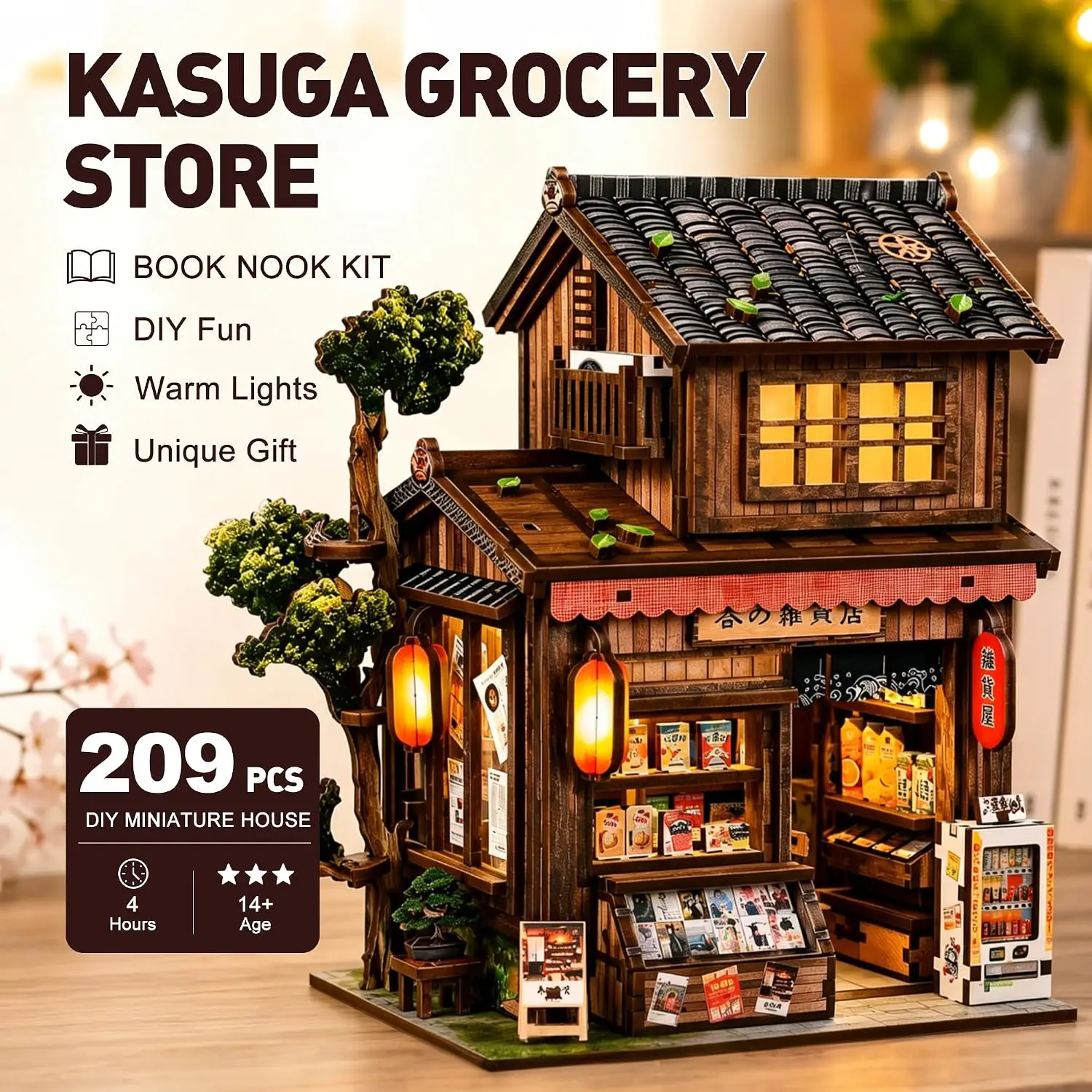 Hamaileon Book Nook Kit for Adults,Japanese Grocery Store DIY Miniature House Kit,Relaxing Craft Gift for Home Decor&Book Lovers