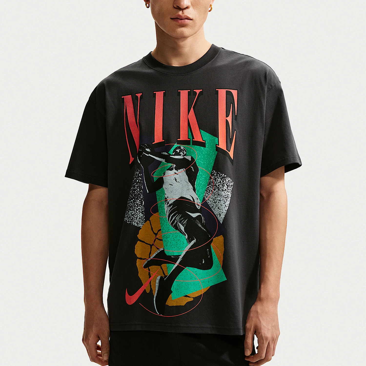Nike Authentic Pattern T-shirt New Men's Black Basketball Lightweight Basketball T-shirt IH4132-010