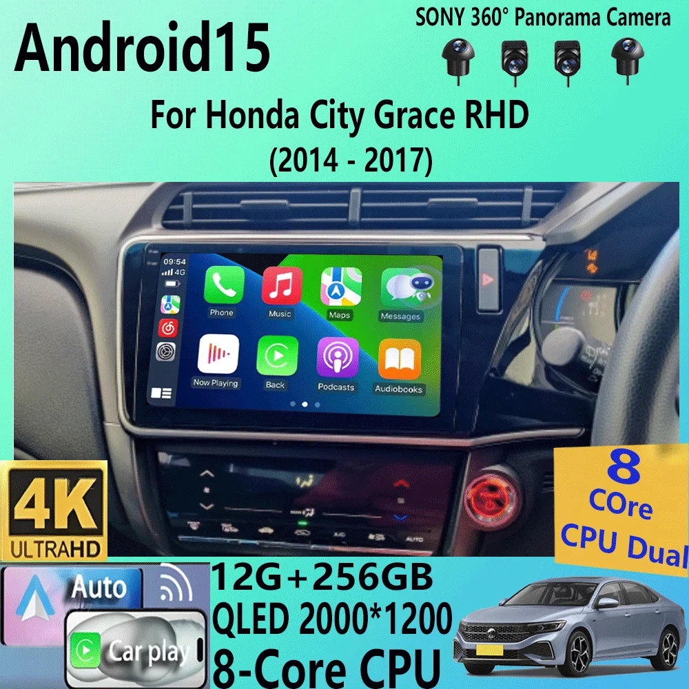 

10" Android 15 Player For Honda City Grace RHD 2014 2015 2016 2017 Car Head Unit Radio Stereo Multimedia GPS DVD Touch Screen