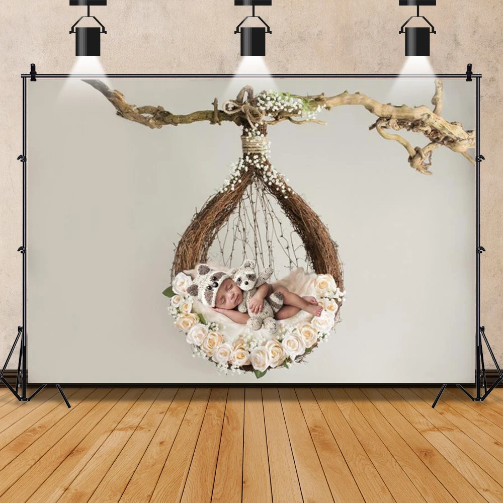 Newborn Baby Shower Princess Background For Photography Flowers Petal Branches Birthday Photo Backdrop Photocall Photo Studio