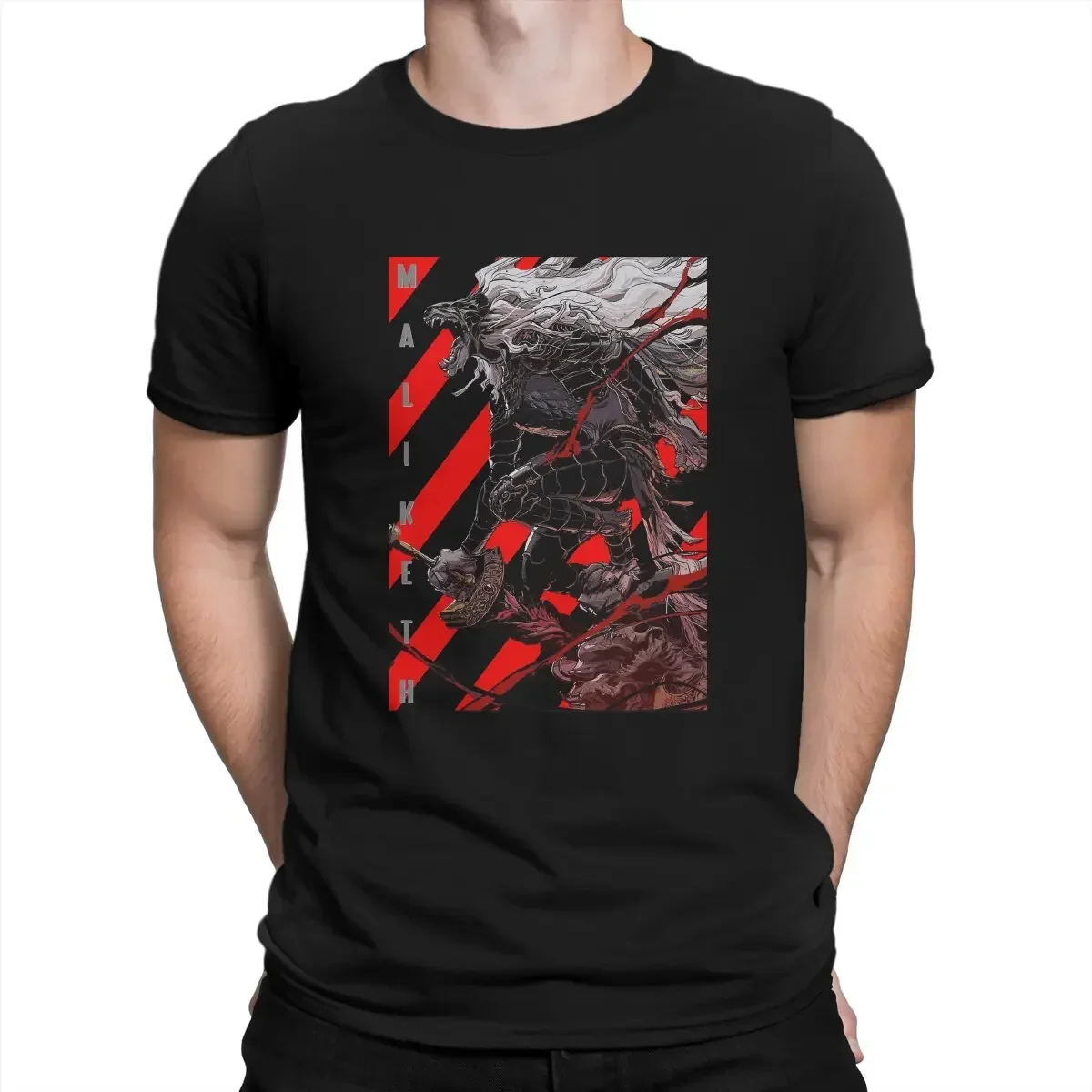 Casual Maliketh Monster T-Shirt Men Crewneck Cotton T Shirt DARK SOULS Short Sleeve Tees Graphic Clothing