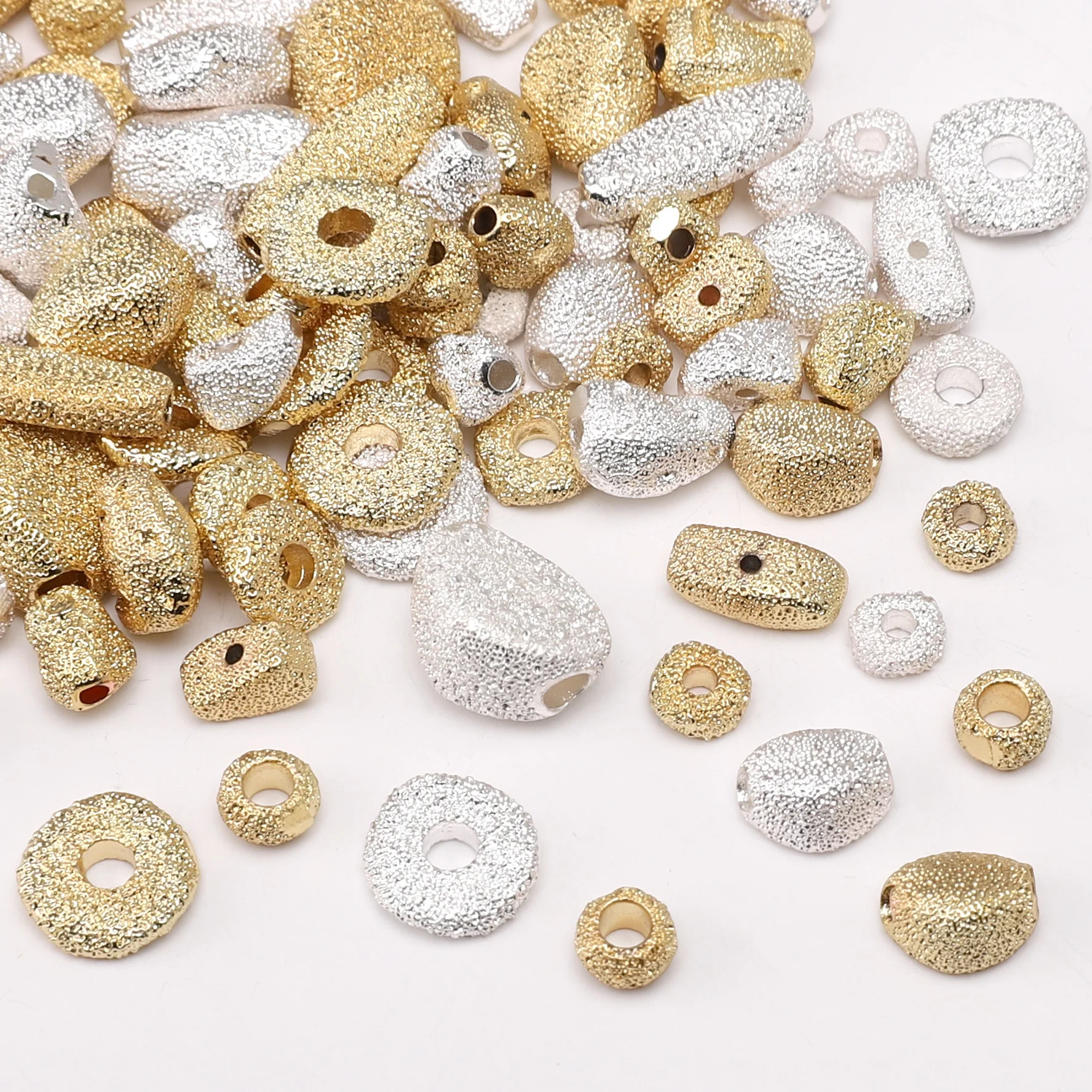 1pc/bag Copper Beads 14K Gold/Silver Plated Exquisite Spacer Beads Multi Sizes Loose Bead With Hole DIY Jewelry Making Findings