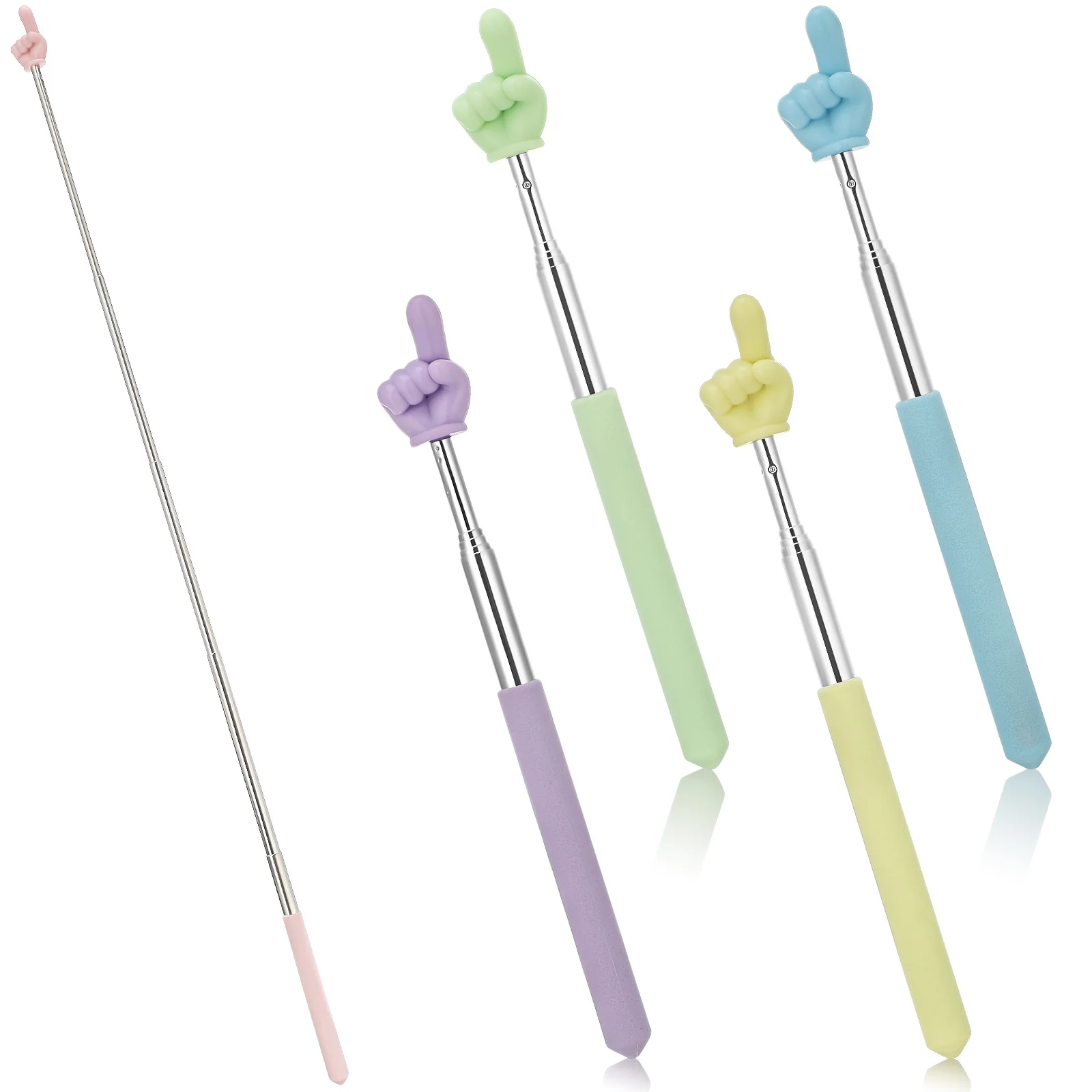 Palo de puntero extensible para profesores, puntero de mano, palo de enseñanza para aula, plástico ligero, acero inoxidable, 5 uds.