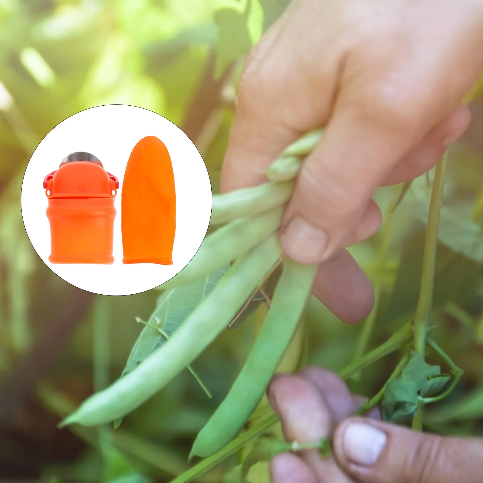 Cuchillos de pulgar para jardinería de verduras de acero inoxidable de silicona, herramienta de selección de plantas portátil para cosechar frutas y verduras fáciles