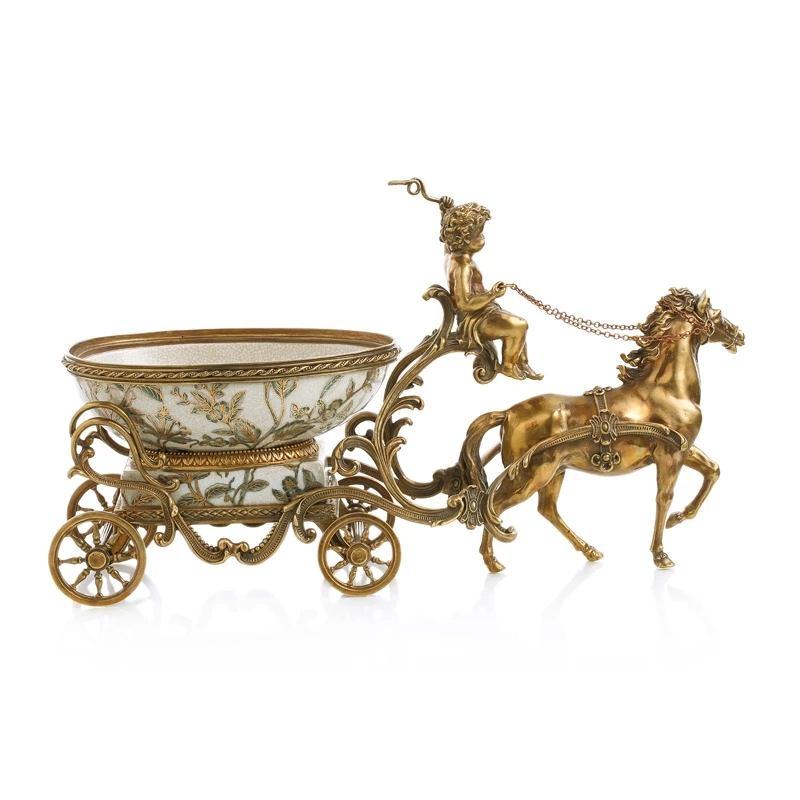 living room fruit plate entrance, ornaments animal handicrafts, tabletop table decoration, copper angel carriage 1272