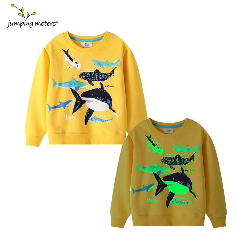 Jumping Meters New Arrival Animals Print Night Color Boys Girls Sweatshirts Autumn Spring Cotton Children's Hoodies Baby Clothes