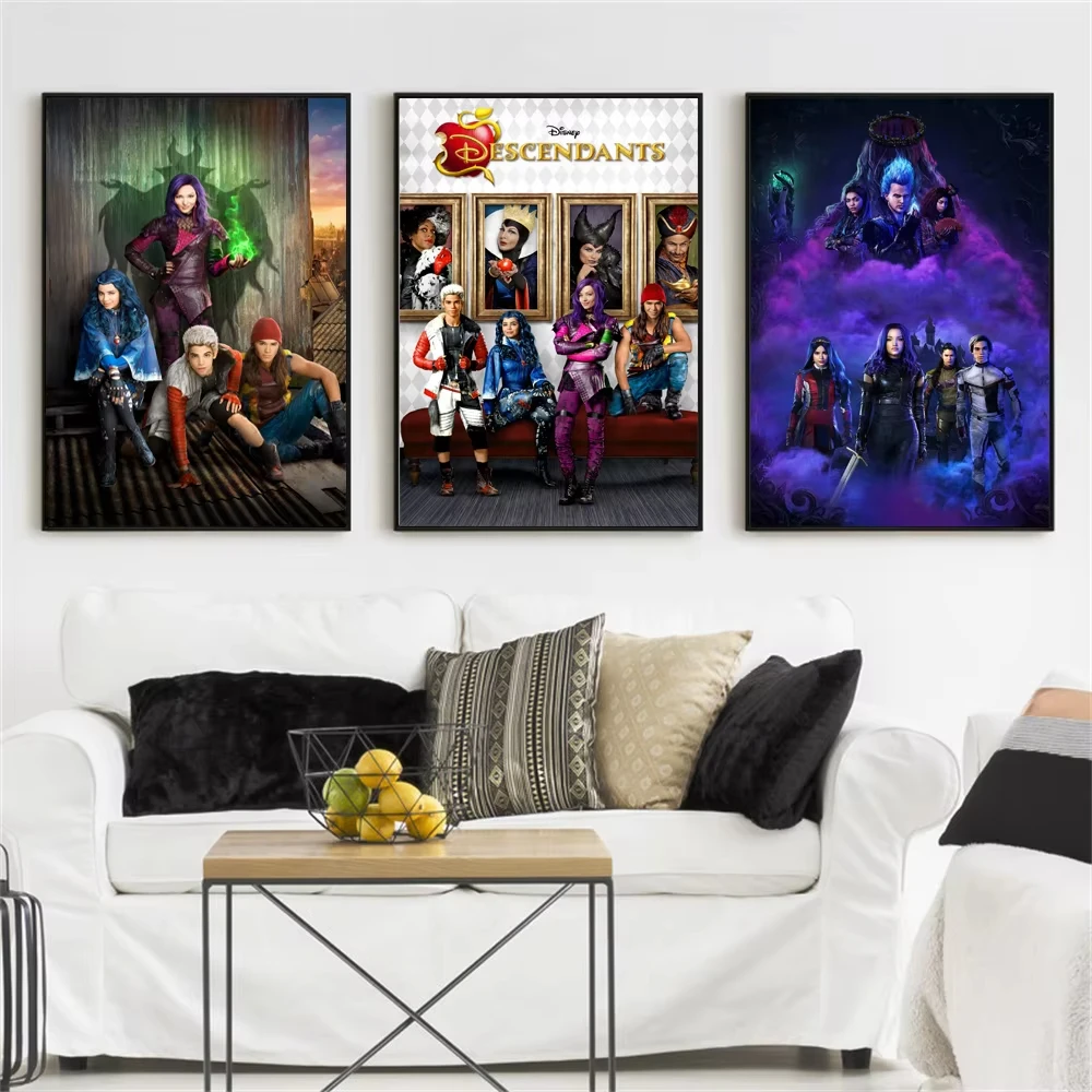 Disney Movie Descendants Poster Musical Fantasy Movie Wall Art Canvas Painting Prints Living Room Bedroom Home Decoration