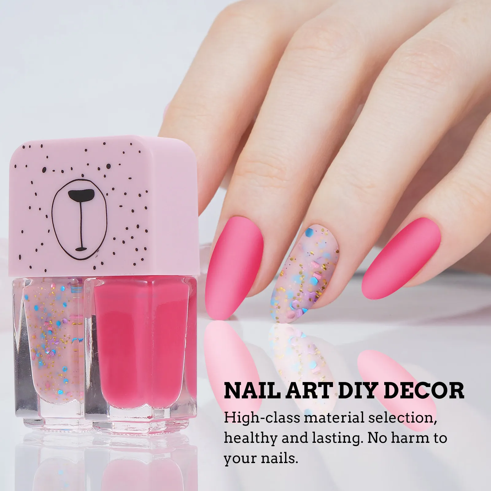 

3Pcs Nail Polish Set Bright Dry Two in One Free-Bake Non-Tearable Nail Polishes Ideal for Home Salon Manicure Art