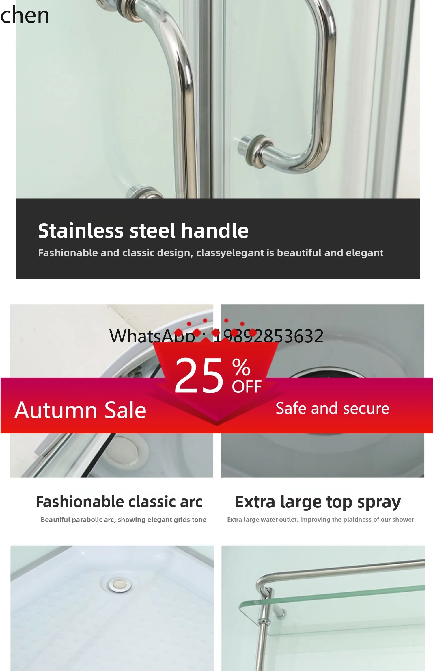 

integral shower glass partition arc fan closed bath room