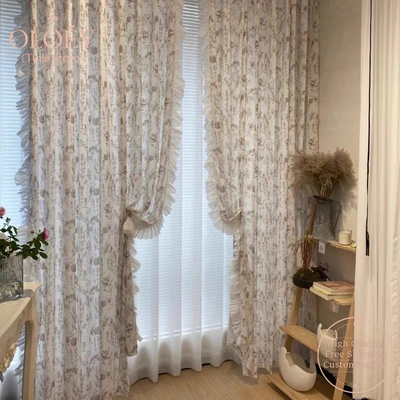 

French Cream White Sheer Curtains for Balcony Bedroom Luxurious Instagram Style Window Net Drapes Voile Decor Light Filtering