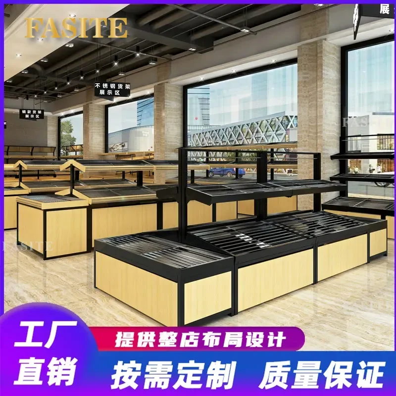 For Stainless Steel Fruit and Vegetable Display Rack Separate Fresh Produce Storage Shelf Durable Kitchen Grocery Store