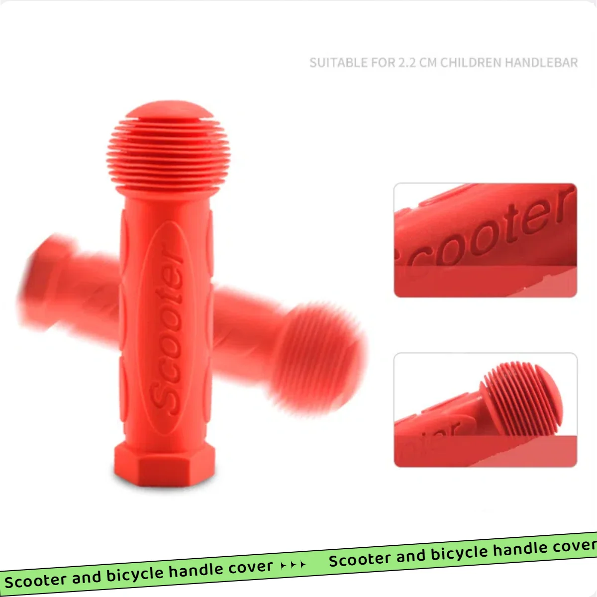 2 Stück rutschfeste Gummigriffe für Fahrradlenker, Anti-Rutsch-Griffe für Fahrrad, Dreirad, Skateboard, Roller für Kinder, Kinderroller – Detail 3