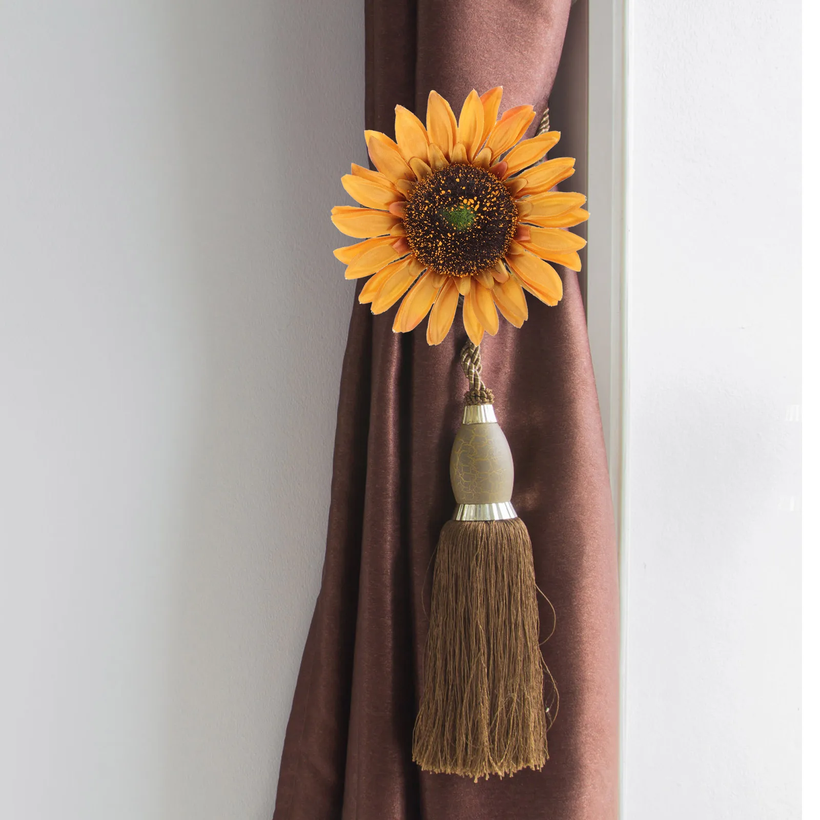 

2pcs Sunflower Pattern Curtain Tiebacks Clips Strong Clamping Metal Fabric Drapery Holdbacks For Home Hotel Decoration