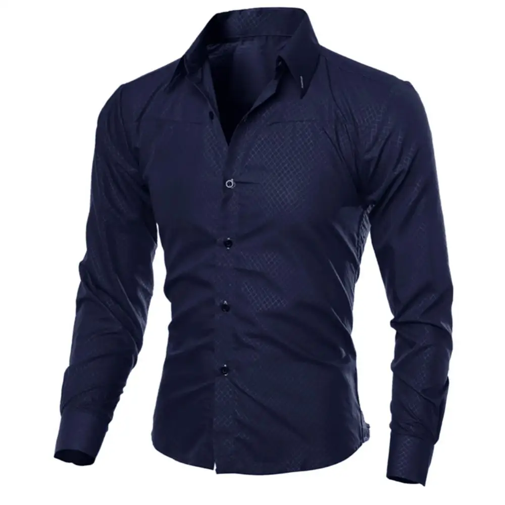 

Men Shirt Fashion Turn Down Collar Long Sleeve Slim Fit Blouse Shirt Top