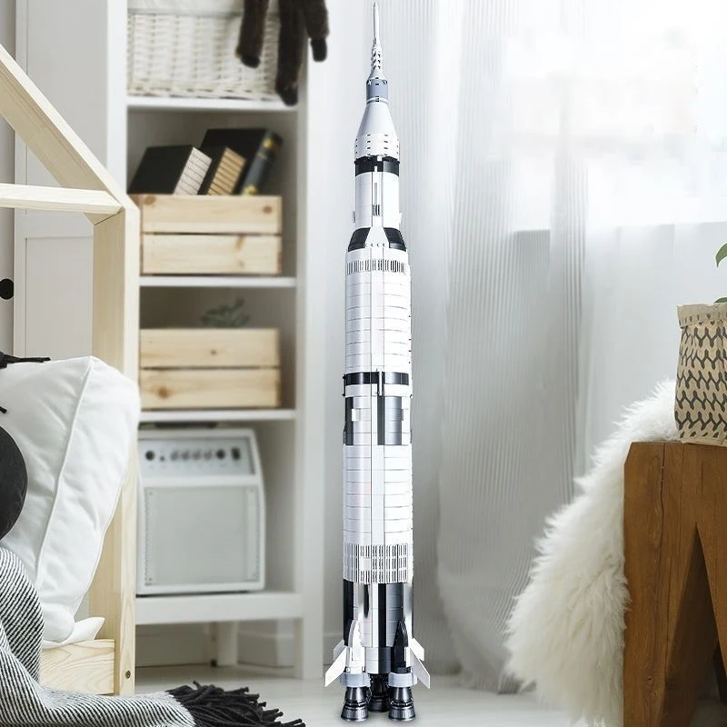 2418-Piece Rocket Model Assembly Toy, Aerospace Education Building Block Set, Collectible Desktop Ornament, Christmas and Birthday Gift