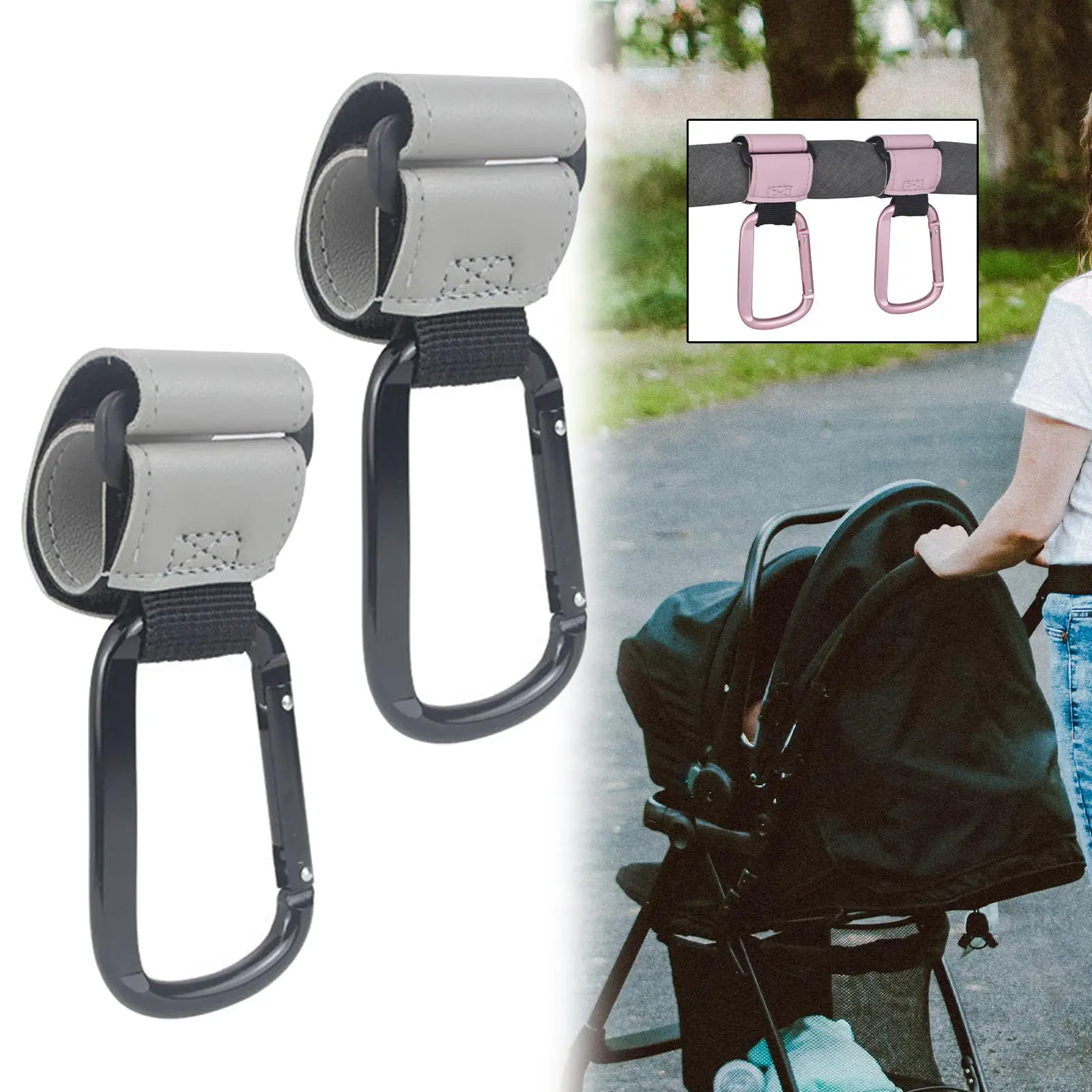 PU-Leder Kinderwagen Organizer Haken Tasche Clip Aufhänger für Windel Einkaufen und Reisen Universal Kinderwagen Zubehör