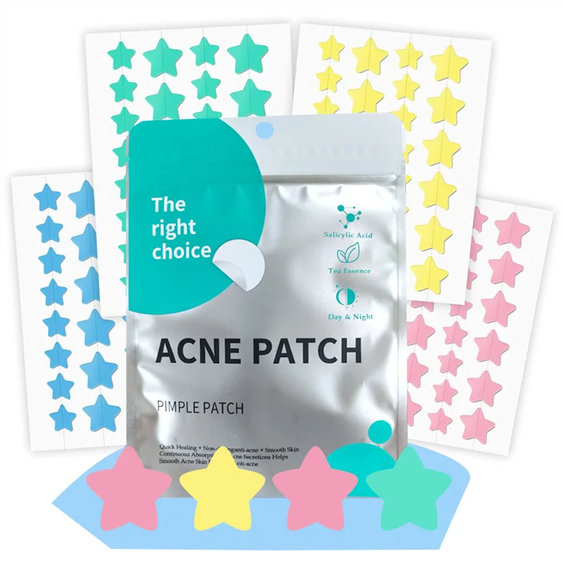 200 Patches / Pack Star Shape Hydrocolloid Acne Pimple Patch 5 Color Acne Concealer Sticker  for Blemishes and Zits Cover