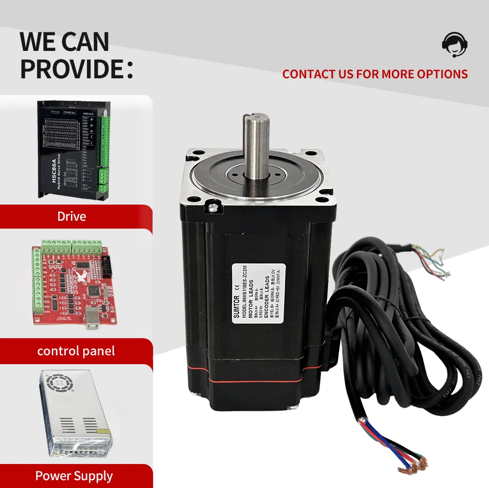 High-Torque 8.5Nm NEMA34 Closed Loop Stepper Motor Kit HSC86A Driver Power Supply Control Board for CNC Robot Automated Conveyor