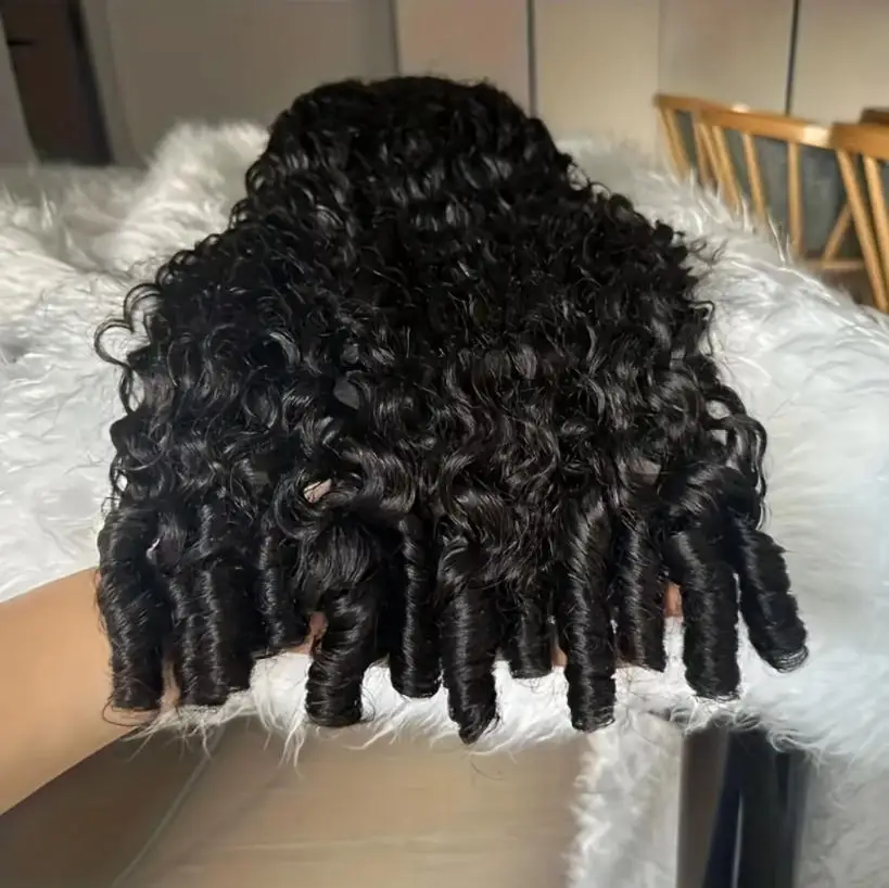 Burmesische Lockenperücke aus unbehandeltem Echthaar, natürliche schwarze Farbe, 13x4 HD-Spitze, unsichtbarer Riemen, vorgezupft, ohne Klebstoff, sofort tragbar, vorgezupfte Babyhaare, in allen Längen erhältlich, 30 un – Detail 7