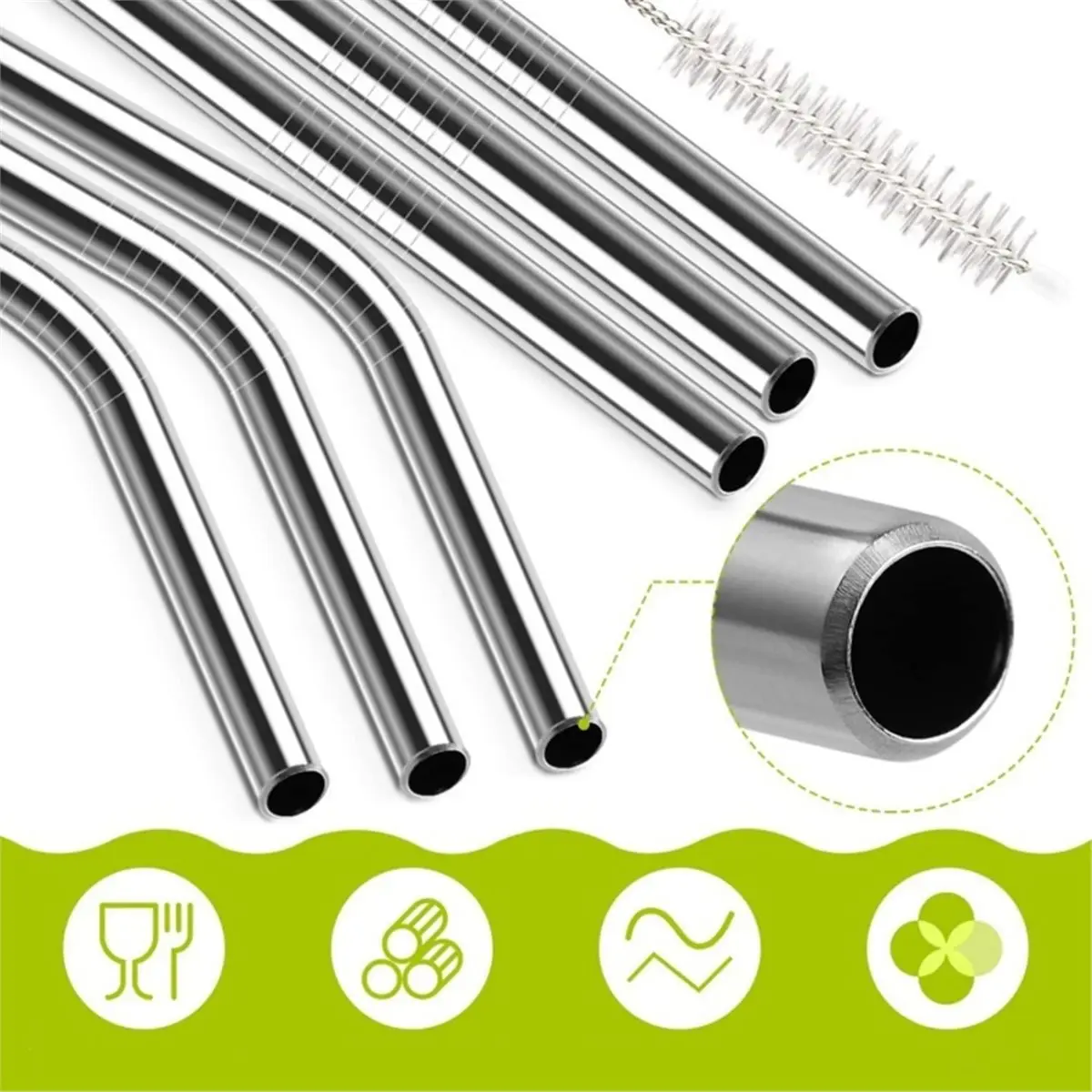 2026 New Stainless Steel Straw for 2Pcs Replacement Straws for 40oz/30oz Tumbler 1Pcs Straw Brush