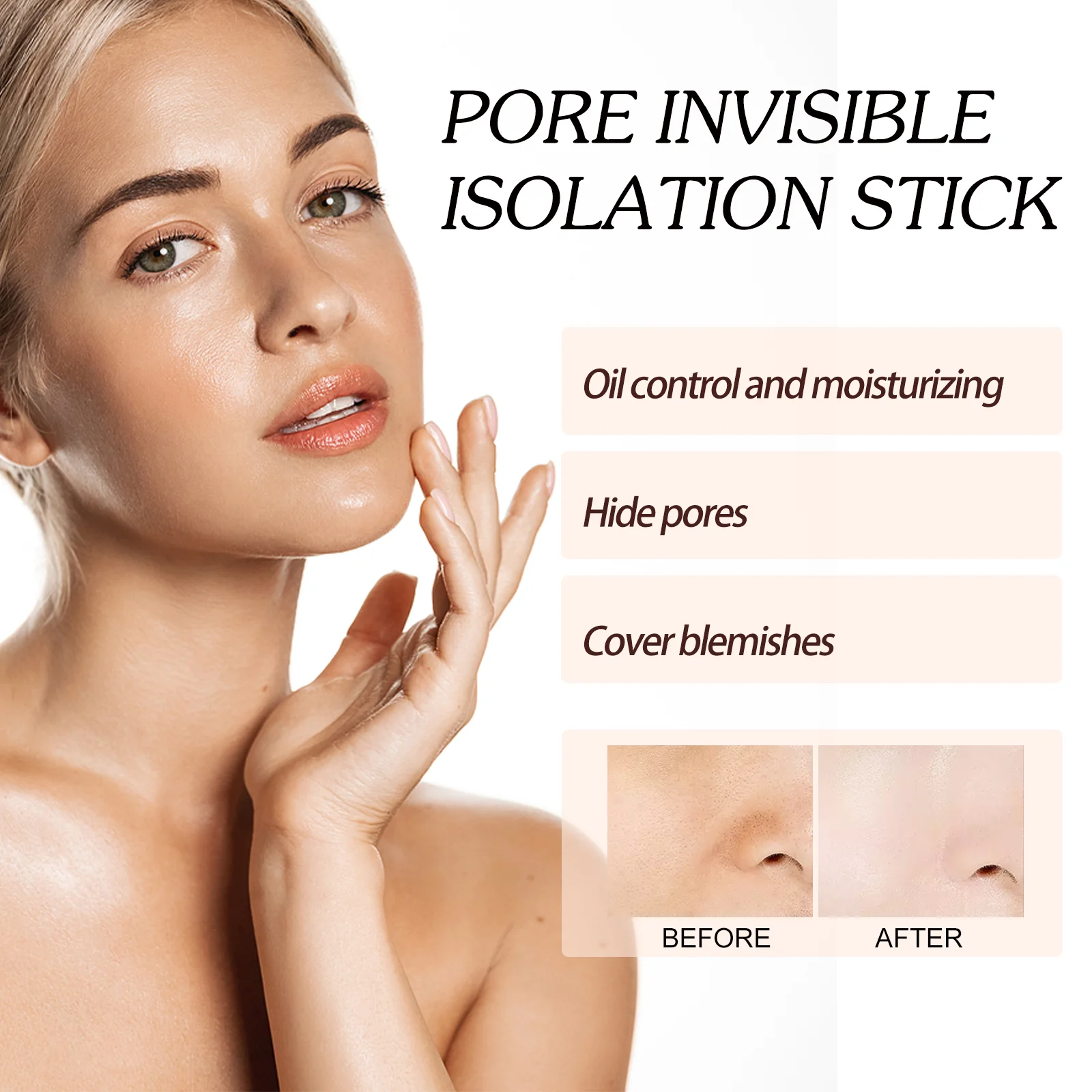 Palo de poros Invisible, Base de maquillaje Natural sin arrugas, imprimación sin aceite, suave, impermeable, 2 piezas