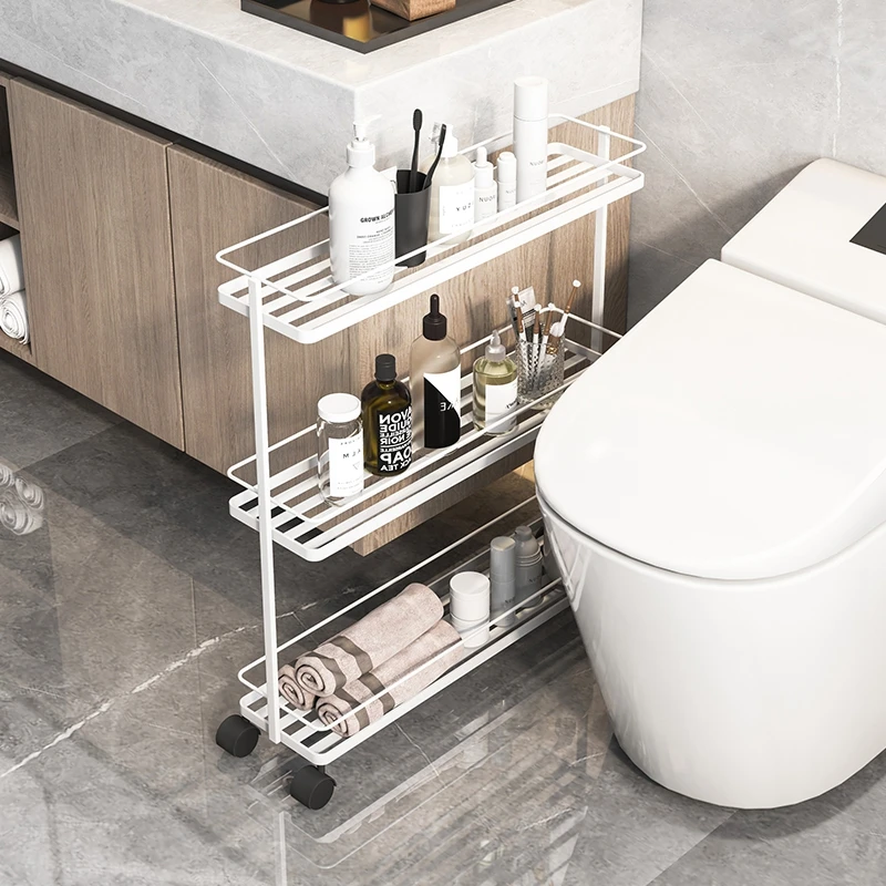 

Bathroom removable crack Floor-to-ceiling multi-layer trolley storage Toilet toilet gap storage