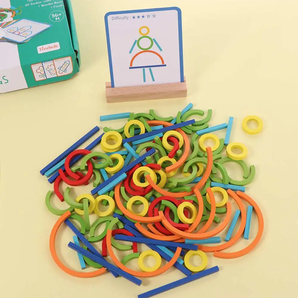 

Sticks and Rings Wooden Sticks Puzzle Intelligence Game Educational Rings Puzzle Montessori Puzzle Colorful Montessori