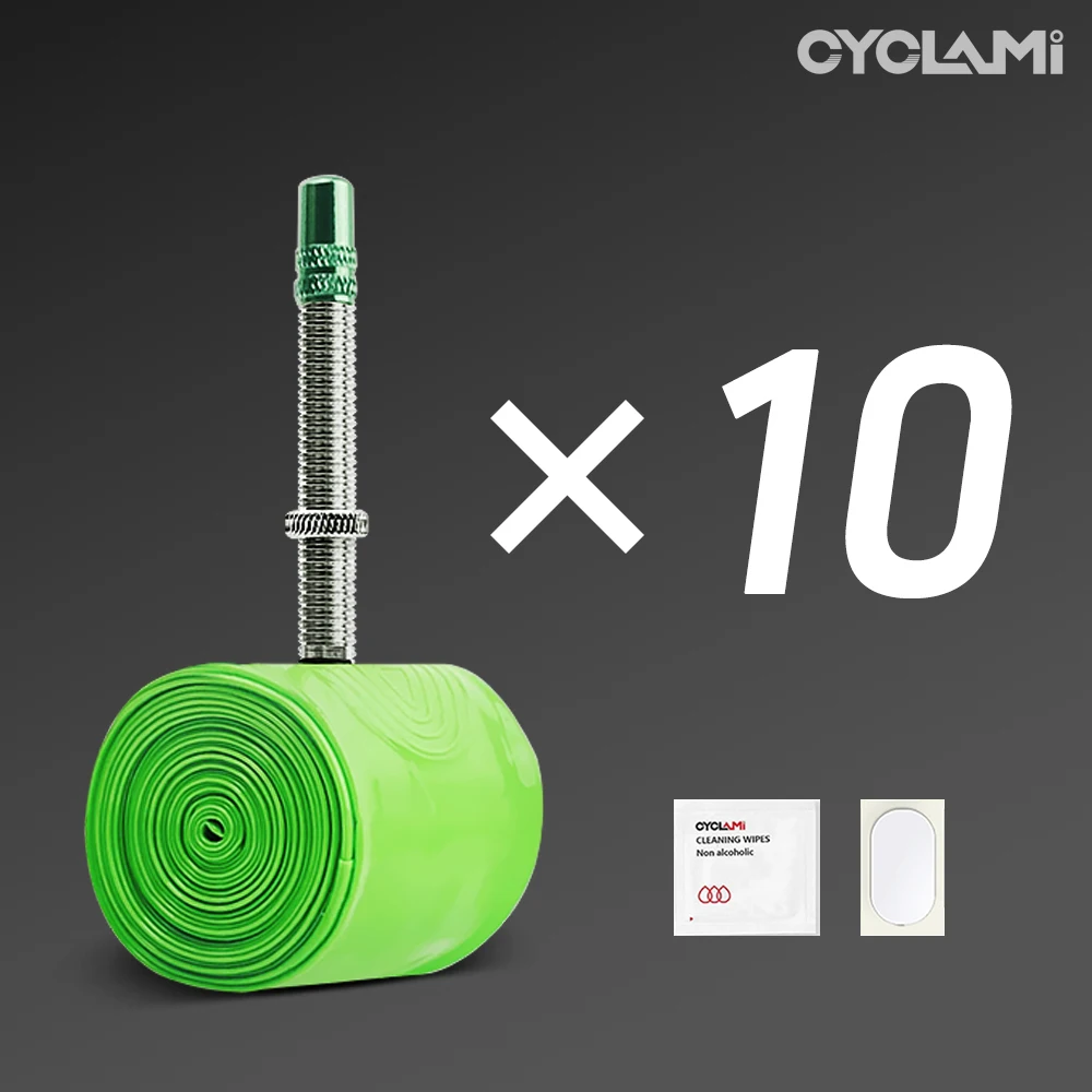 

10 шт. CYCLAMI Сверхлегкая велосипедная камера из ТПУ 700C 18, 23, 25, 28, 30, 32, дорожный велосипед, материал из ТПУ, шина, французский металлический клапан Presta