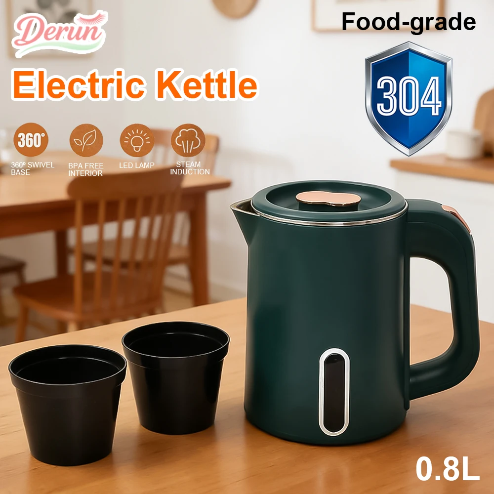 0.8L Mini Electric Kettle - 304 Stainless Steel Fast Boil with Auto Shut Off & Boil Dry Protection Portable for Travel Office