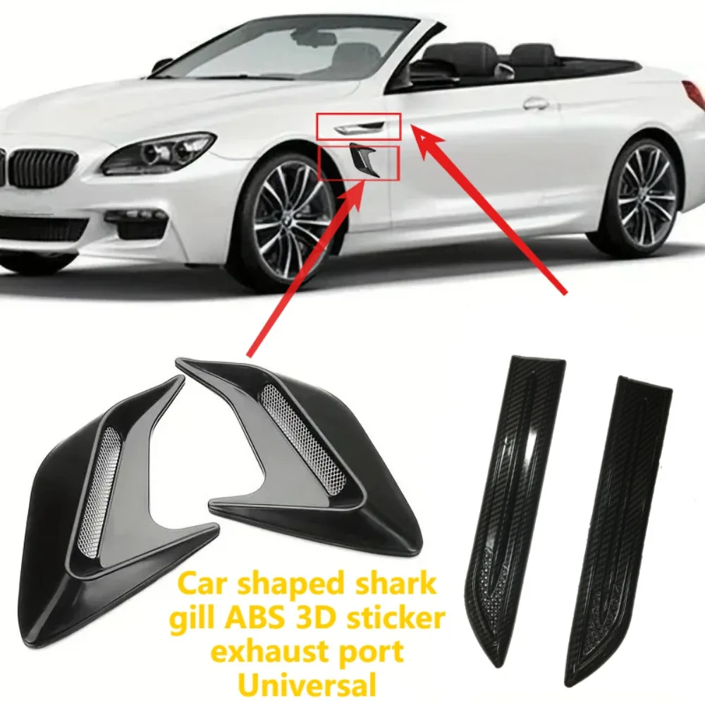 

Universal Car Carbon Fiber Shark Gills Fender Side Air Flow Outlet Vent Decoration Sticker Trim Cover 3D Sticker Exhaust Vent
