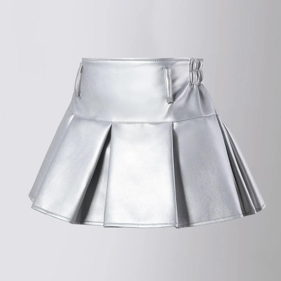 

Girls Silver Color PU Leather Skirts Autumn Winter High Waist A-line Short Skirt Teen Kids Clothes Fashion Group Dance Skirtlet