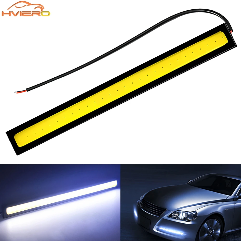 14/17cm White Blue Led Car DRL COB Driving Fog Lamp Double Daytime Running Lights Auto Waterproof Update Ultra Turn Signal Light
