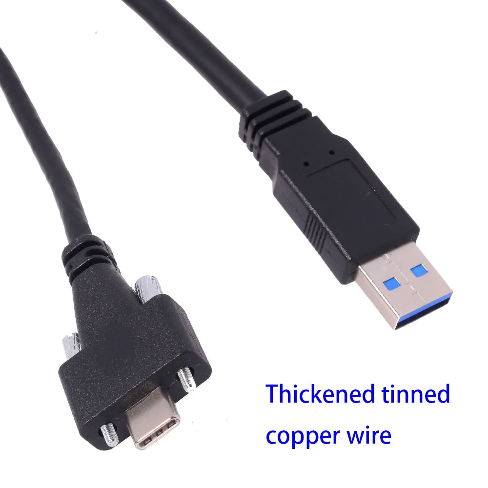 Tornillo de bloqueo Dual USB3.1 tipo C a USB3.0 macho, 5Gbps, 1,2 m, 4 pies, tiene espacio de tornillo de bloqueo entre 15mm, Cable de extensión de cámara