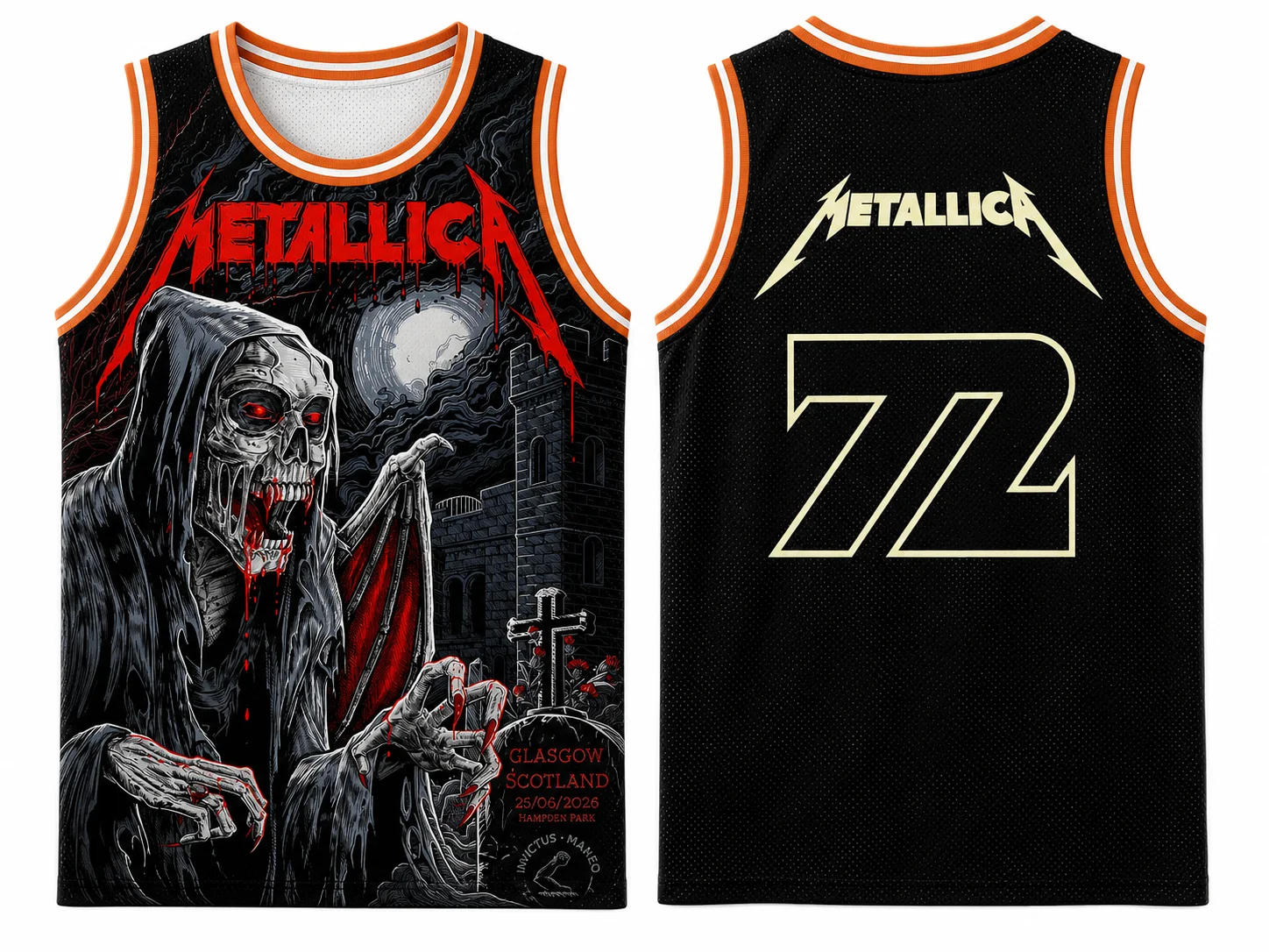 Metallica M72 European Tour SCOTLAND 2026 Men's And Women's Basketball Jersey Summer Quick Dry Breathable Parent-Child Matching