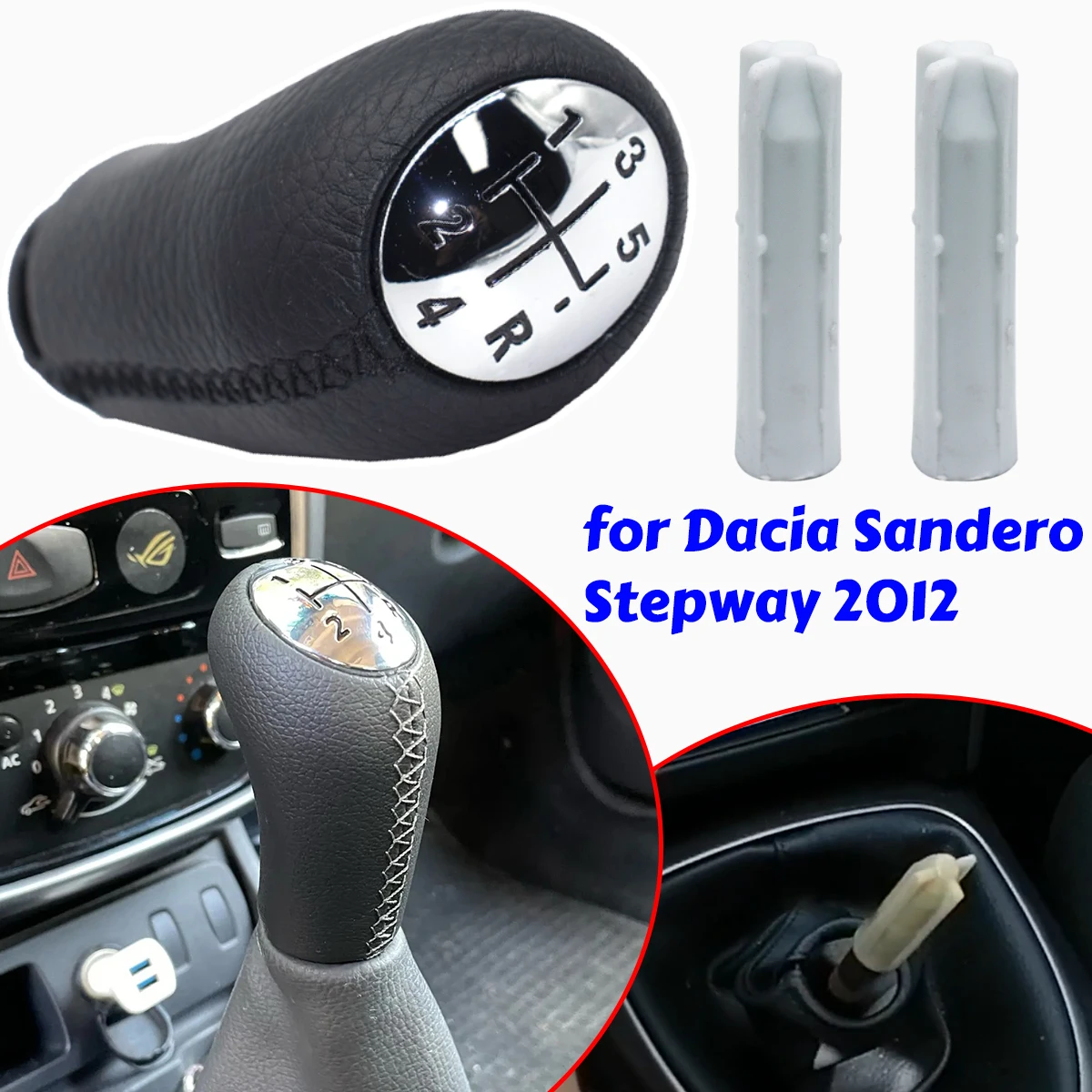 

Inner Sleeve for Dacia Sandero Stepway 2012 Gear Shift Knob Stick Rod Lever Pen Adapter Cover Gaiter Boot Handle Replace Parts