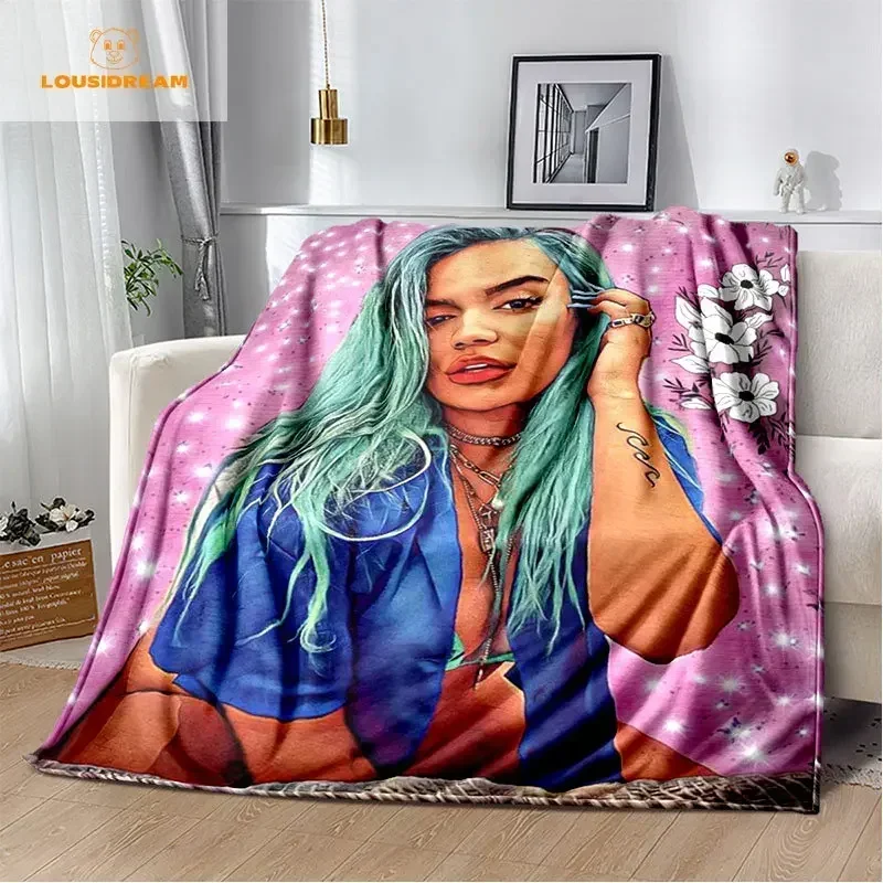 Karol G Bichota Blanket Personalized Warm Plush Cozy Home Girl Throw Blanket for Beding Comfortable Couch Lightweight Blanket