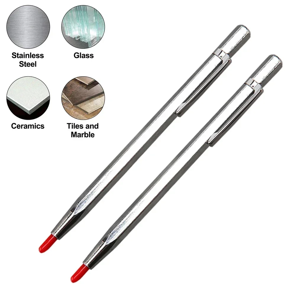 2pcs Scribe Pen Metal Tile Lettering Pen Diamond Glass Cutter Carbide Engraver Glass Knife Scriber For Glass Tile Cutting