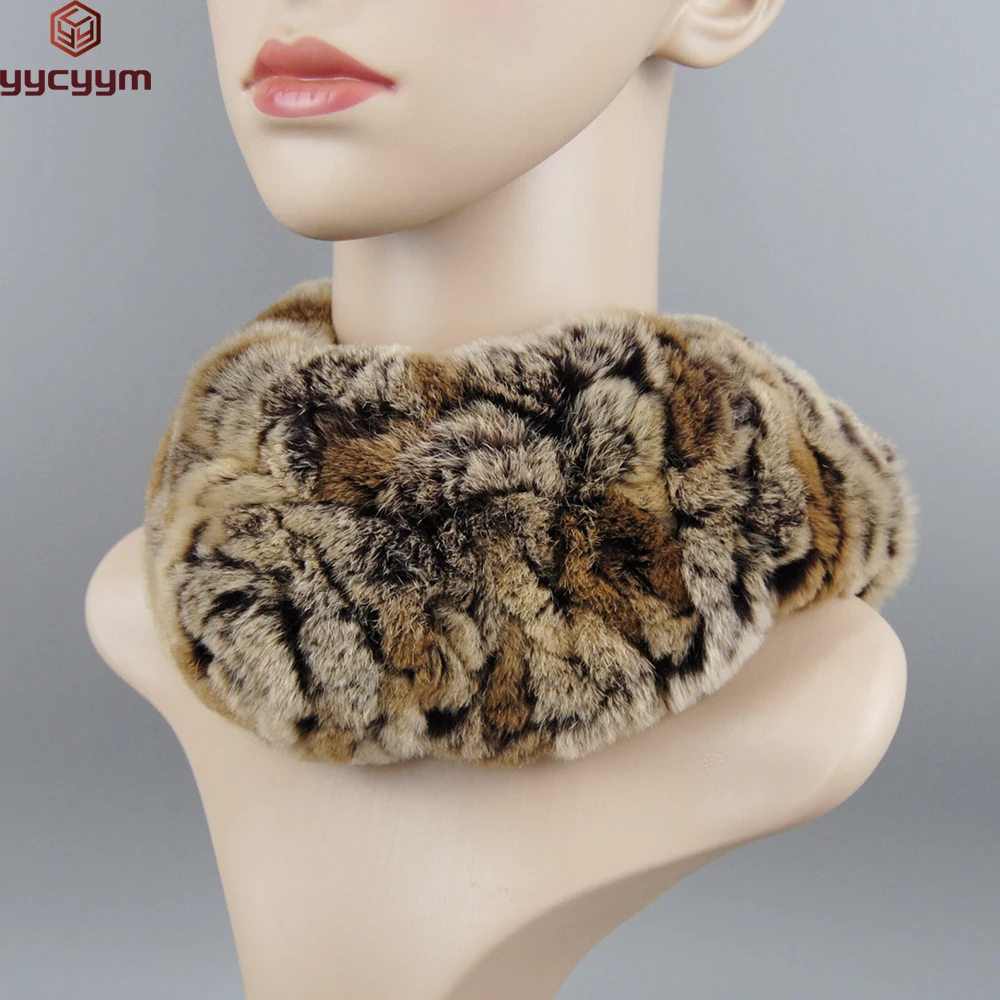 

Women Handmade Stretch 100% Real Rex Fur Scarf Knit Genuine Rex Rabbit Fur Headbands Girls Real Natural Rabbit Fur Ring Scarves