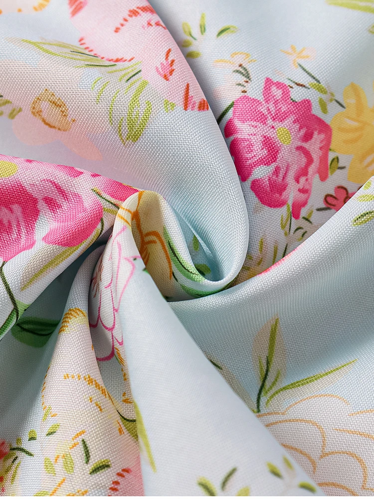 NewAsia Damen Neckholder, rückenfrei, bedruckt, Blumenmuster, Midi-Korsettkleid, Spaghettiträger, zum Binden, modisch, lässig, Urlaub, lange Kleider, Rosa – Detail 33