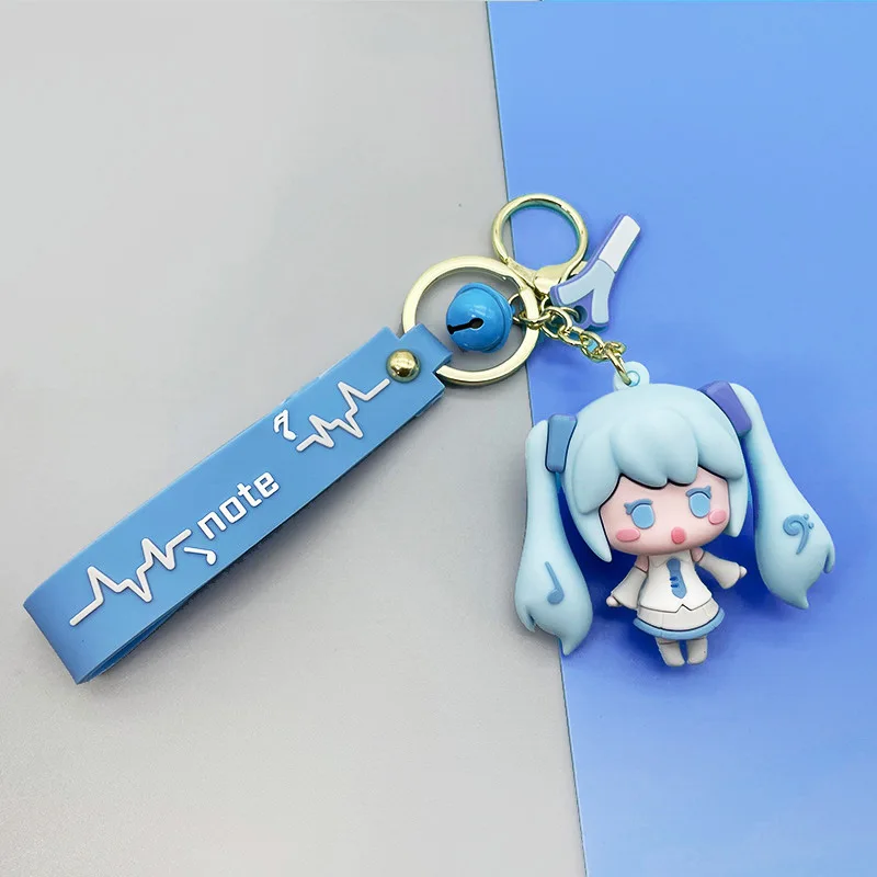 Hatsune Miku Peripheral Keychain Bag Pendant Cartoon Car Keyring Doll Double Tail Girl Key Ring Key Chain Girl Gifts