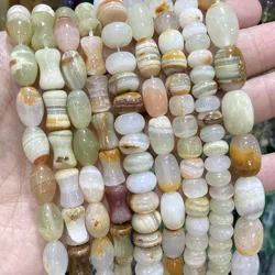 Natural Stone Afghnistan Chalcedony Flower Bamboo Joint Flat Rondelle Space Beads For Jewelry Making Diy Bracelet Accessories