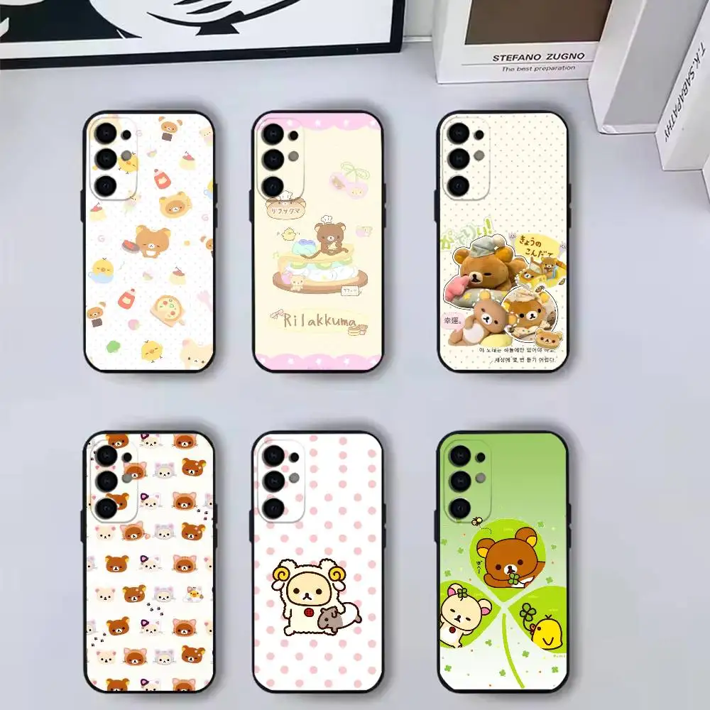 Cute Cartoon Rilakkuma  Phone Case For Samsung S25,S24,S21,S22,S23,S30,Ultra,S20,Plus,Fe,Soft Silicone Black Cover