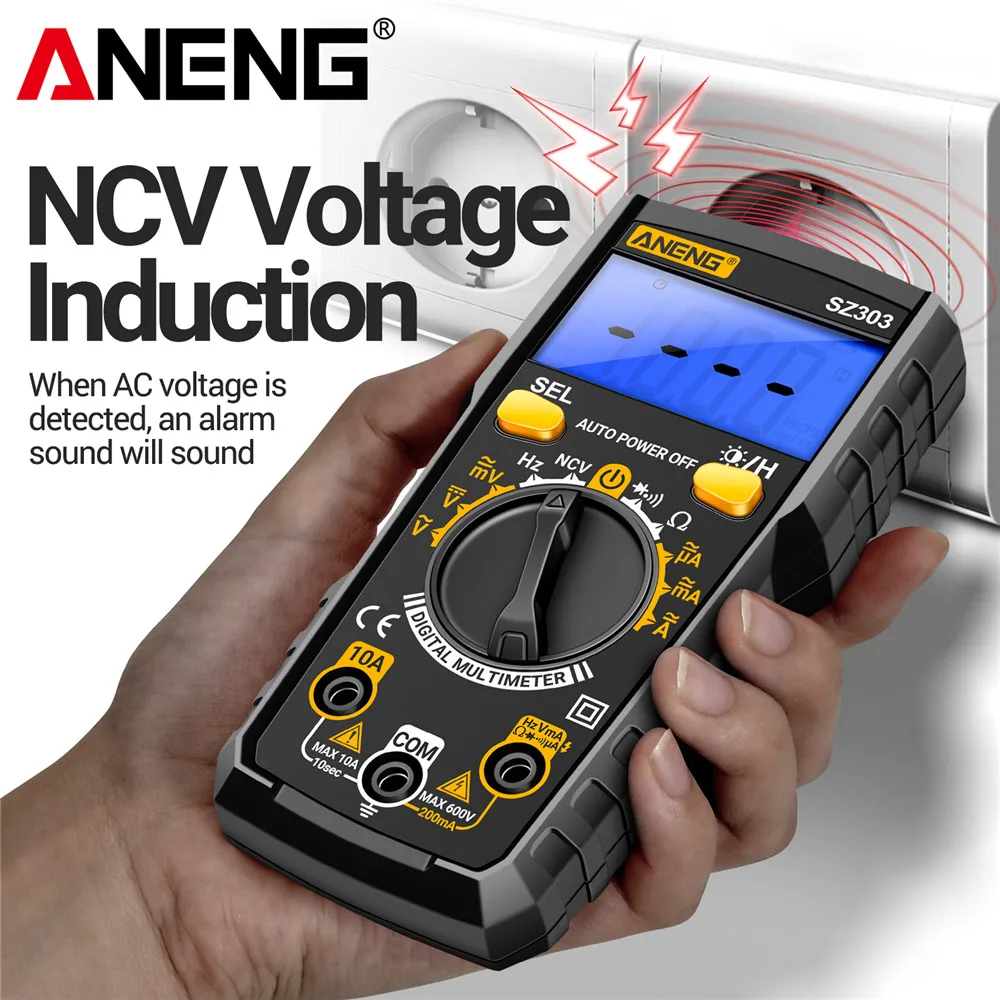 High Precision Tool ANENG SZ303 Smart Digital Multimeter 1999 Count Professional AC/DC Voltage Current Electrical Data Retention