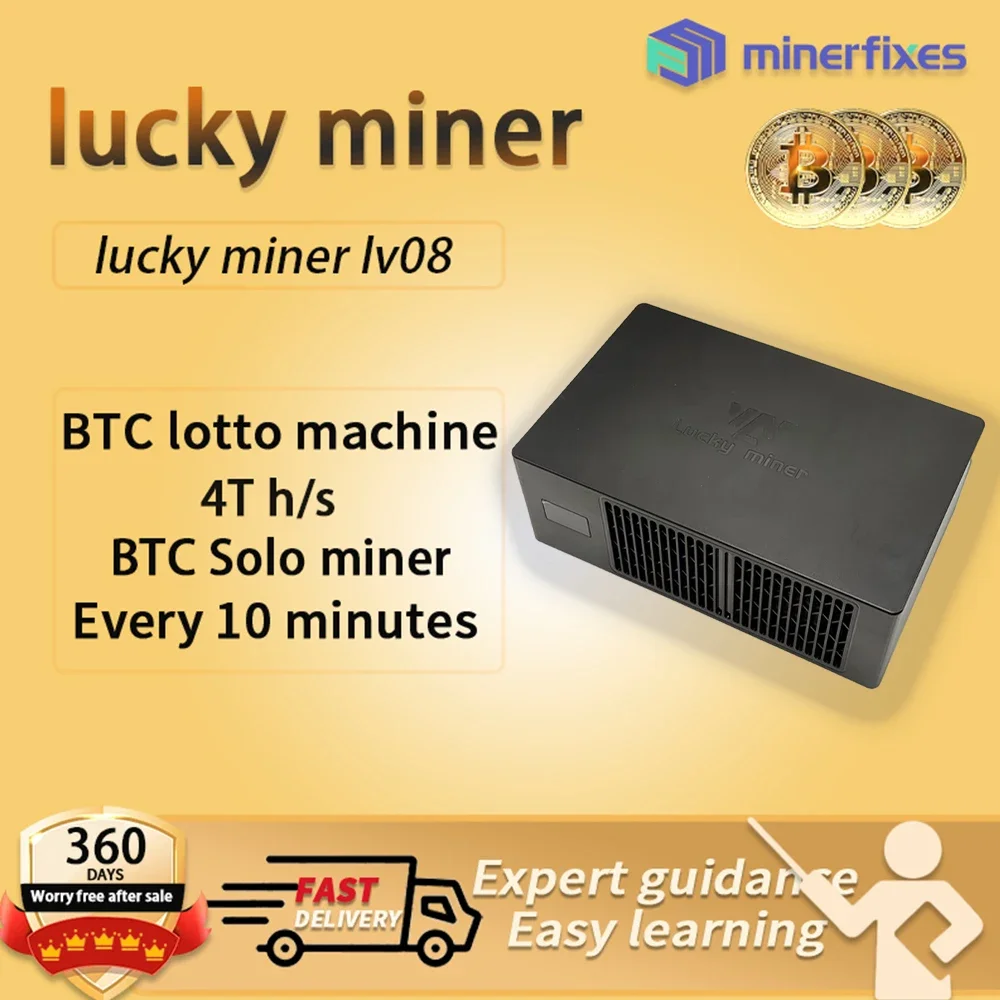 New Bitcoin Miner Bitaxe Lucky Miner LV08 4.5TH/S Hashrate Home WiFi Silent Miner BTC BCH DGB Mining Machine with 12V 5A PSU