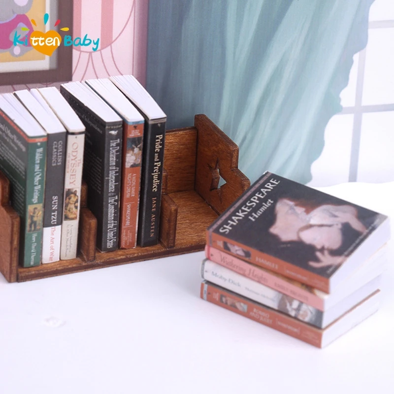 10/8pcs Cute Mini 1/12 Scale Dollhouse Miniature Book Classical Novels Studing Room Decor Furniture for Doll House Accessories