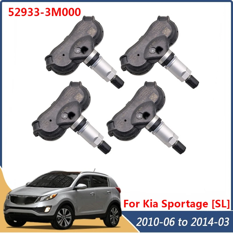 52933-3M000 TPMS 434MHZ para 2010 2011 2012 2013 2014 Kia Sportage [SL] Hyundai Genesis [BH] Sensor de monitoreo de presión de neumáticos 4 Uds