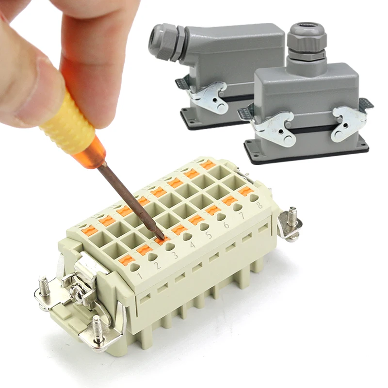 WZAZDQ Heavy Duty Connector (Shrapnel Crimp Connection) 6-10-16-24-32-48 Core Pin Industrial Waterproof Aviation Plug Socket